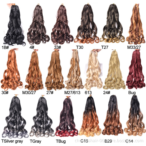 Wholesale 24 Inches 150g French Wave Curl Crochet Braids Hair Synthetic Loose Body Wave Spiral Curl Braiding Hair Extensions
